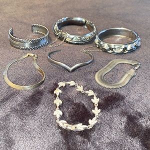 Lot of 6 Vintage Silver Bracelets